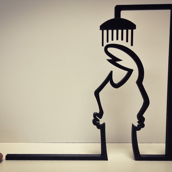 La Linea Figur | "unter der Dusche" | große Farbauswahl | bis 40cm | Wall Art Wandkunst | Strichmännchen | Geschenk | Bad WC