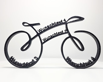 Bicicleta de carreras Picasso, regalo para ciclistas y triatletas: soporte decorativo con texto, nombre y fecha personalizados, escultura de bicicleta individual.