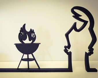 La Linea Figurine | Master Griller | Wide Range of Colors | Up to 40 cm | Wall Art | Stick Figure | Gift | BBQ