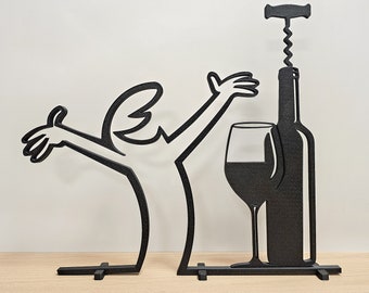 Figura La Linea | "C'è il vino" | Sommelier | ampia scelta di colori | fino a 40 cm | Arte da parete Arte da parete | Figure stilizzate | Regalo