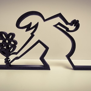 La Linea Figur | "findet eine Blume 2" | große Farbauswahl | bis 40cm | Wall Art Wandkunst | Strichmännchen | Geschenk