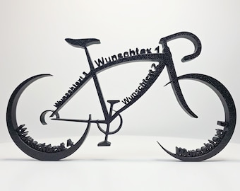 Regalo de bicicleta de carretera personalizado para ciclistas y triatletas: expositor decorativo con texto, nombre y fecha personalizados: escultura de bicicleta individual