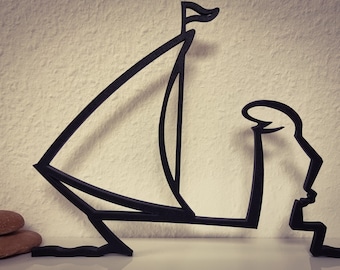 La Linea Figurine | Sailor | Wide Range of Colors | Up to 40 cm | Wall Art | Stick Figure | Additions | Gift