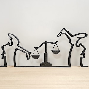 Figurine La Línea | "au tribunal" | grand choix de couleurs | jusqu'à 40 cm | Art mural Art mural | Chiffres en bâton | Ajouts | Cadeau avocat notaire