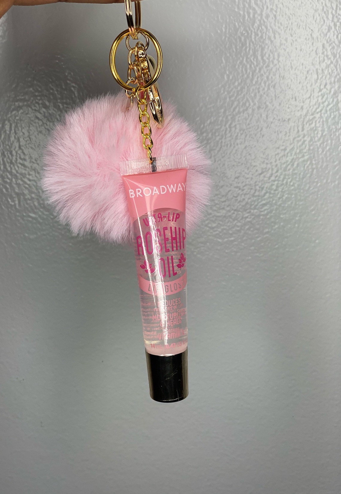 Customized Lip Gloss And Pom Pom Keychain Set Etsy
