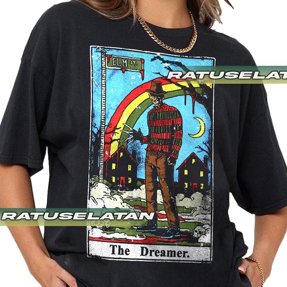 Freddy Krueger Shirt, Nightmare on Elm Street Tarot Card Tee, 80s Horror Movie T-Shirt, Retro Cult Classic Gift, Unisex Merch FD