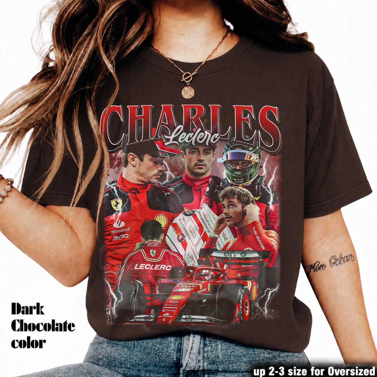 シャルル・ルクレール フェラーリ F1 レーシング Tシャツ