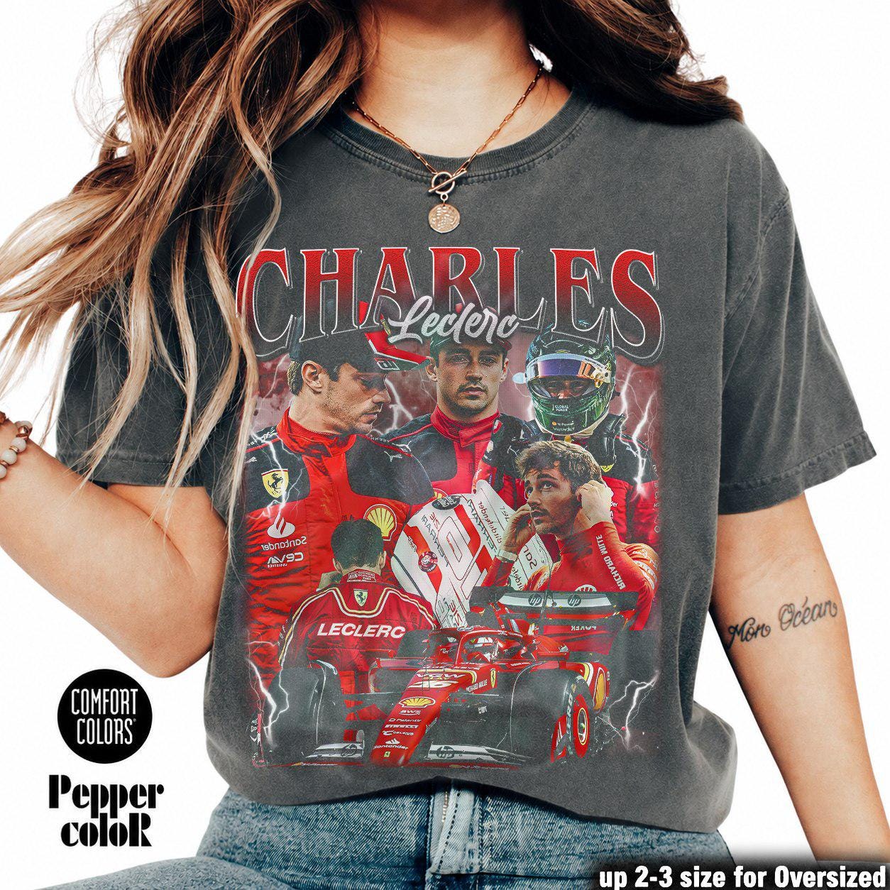 シャルル・ルクレール フェラーリ F1 レーシング Tシャツ 