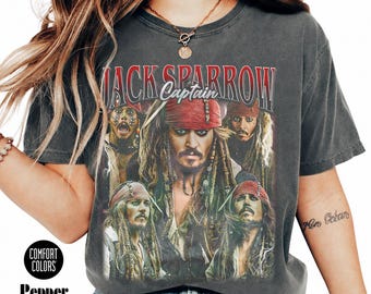 T-shirt pirate capitaine Jack Sparrow, graphisme de film d'aventure, t-shirt couleurs confortables FD