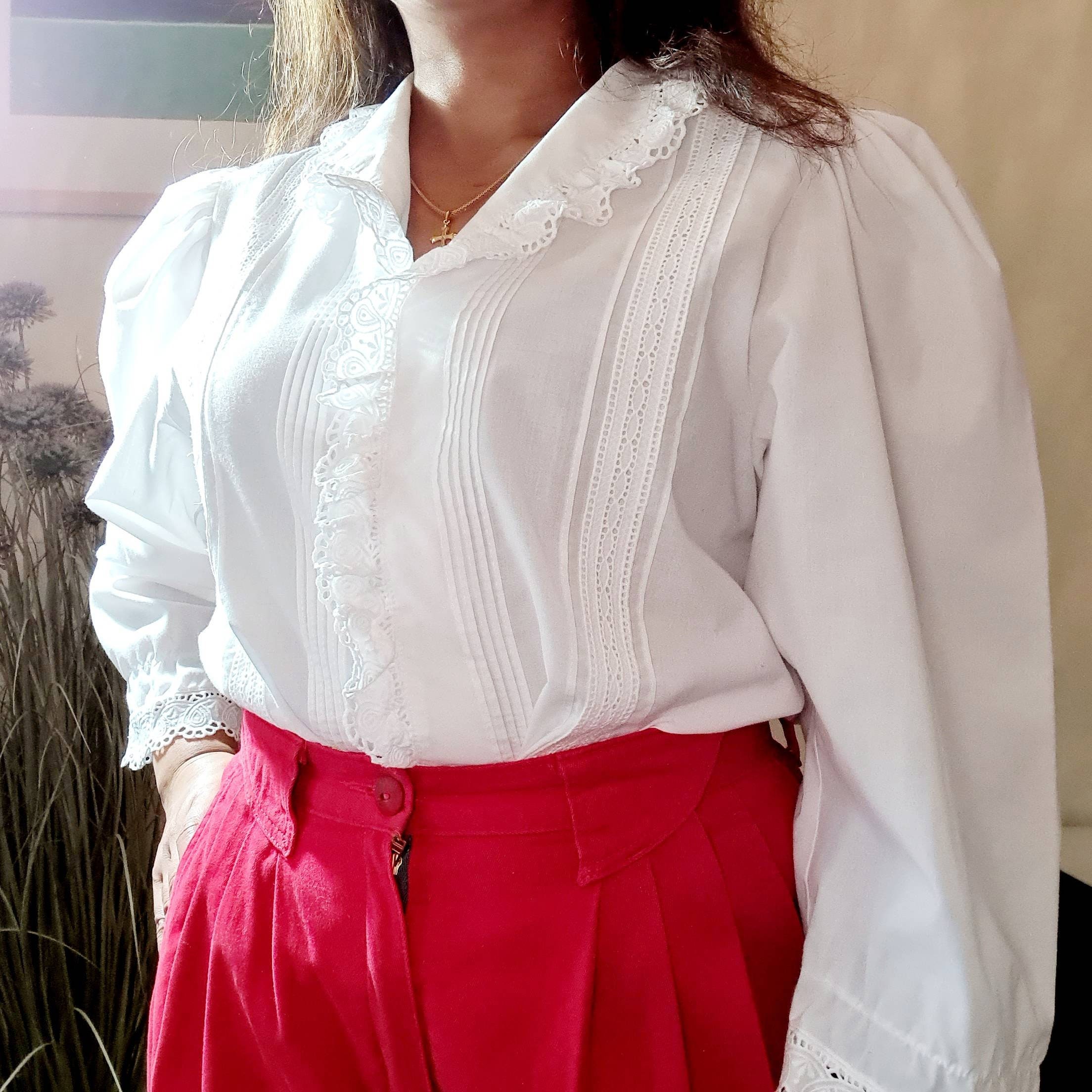 White embroidered blouse Etsy