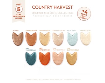Polymer Clay Color Recipe - Country Harvest - Cernit Pearl and Cernit Metallic Fall Clay Color Mixing Guide. Sparkle Fall Clay Color Recipe