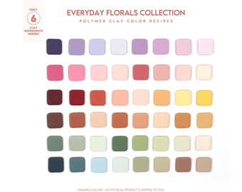 Polymer Clay Color Recipe Everyday Florals Collection, Mother’s Day gift, Sculpey Souffle & Premo Clay Color Mixing. Spring Floral clay