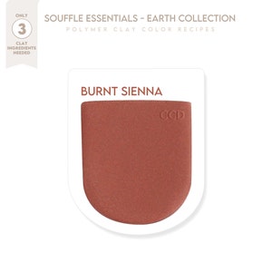 May include: Burnt Sienna polymer clay color recipe from the Souffle Essentials Earth Collection. Only 3 clay ingredients needed.  CCD.