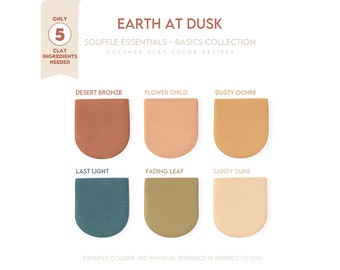Polymer Clay Color Recipe - Earth at Dusk Autumn color collection-Sculpey Souffle & Premo Fall Color Mixing Guide- muted earth clay color