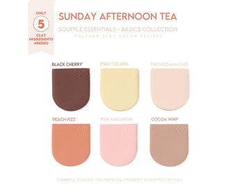 Polymer Clay Color Recipe - Sunday Afternoon Tea Souffle Basics - Sculpey Souffle & Premo Clay Color Mixing Guide. Color Clay Recipe