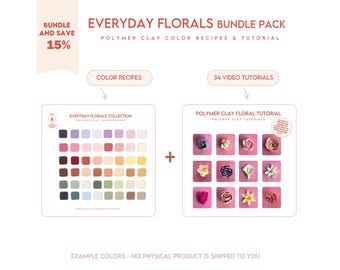 Polymer Clay Color Recipe - Souffle Everyday Florals BUNDLE Collection. Sculpey Souffle & Premo Clay Color recipes, spring  floral tutorial.