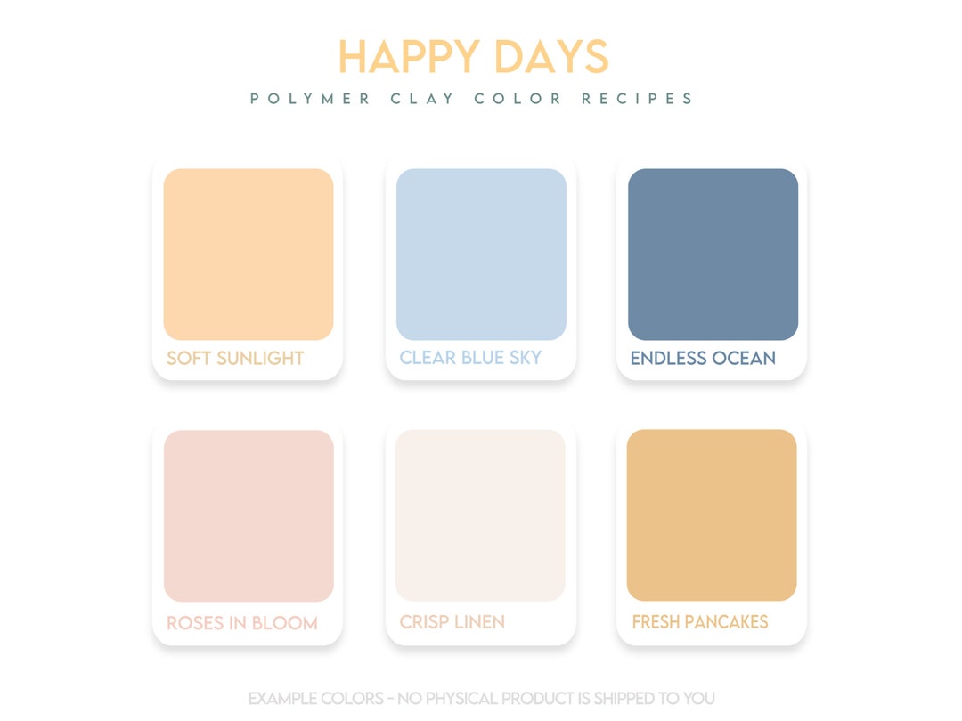 Polymer Clay Color Recipe - Happy Days - Sculpey Souffle & Premo Clay ...