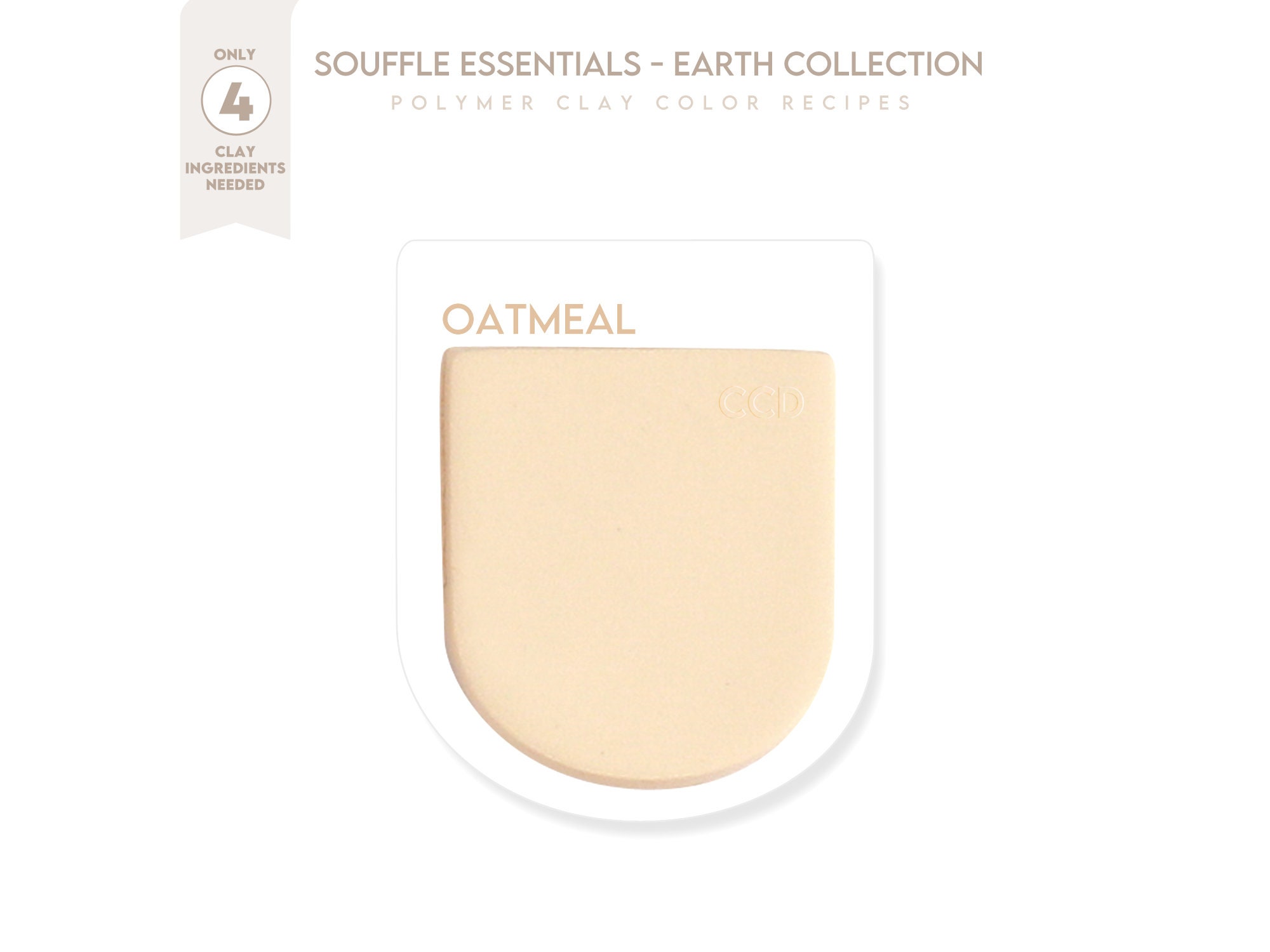 Polymer Clay Color Recipe - Oatmeal Color Earth Collection - Sculpey Souffle & Premo Clay Color Mixing Guide. Earth Color Clay Recipe