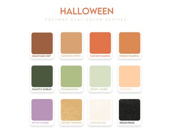 Polymer Clay Color Recipe - Halloween,Sculpey Souffle & Premo Clay Color. Halloween clay recipe. Fall clay color recipe. (Digital Download)