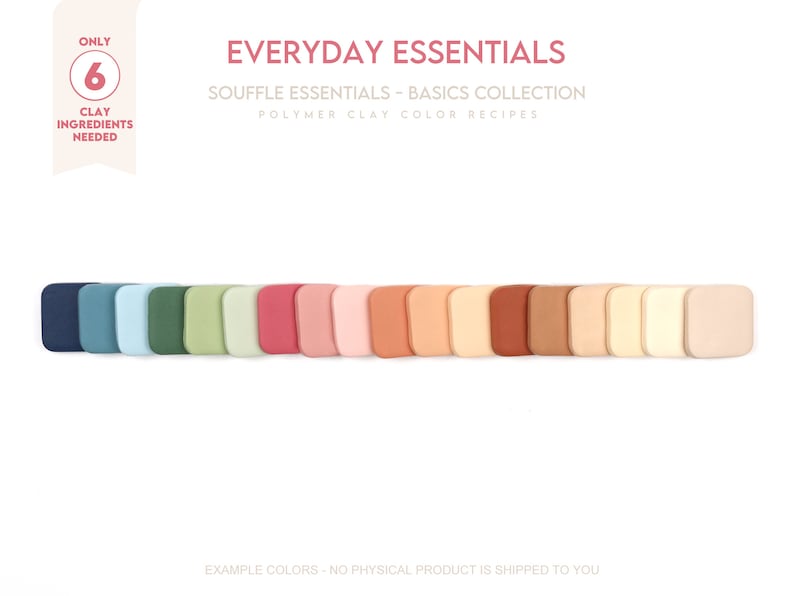 Polymer Clay Color Recipe - Everyday Essentials - Beginners Polymer Clay Color Recipe. Sculpey Souffle & Premo Clay Color Mixing Guide. image 2