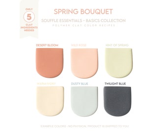Polymer Clay Color Recipe - Spring Bouquet Basics Collection - Sculpey Souffle & Premo Clay Color Mixing Guide. Spring Color Clay Recipe