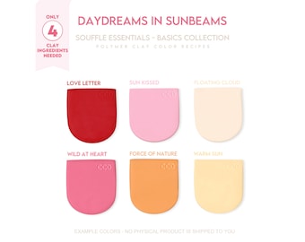 Polymer Clay Color Recipe - Daydreams in Sunbeams Souffle Basics - Sculpey Souffle & Premo Clay Color Mixing Guide. Valentines Clay Recipe