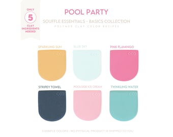 Polymer Clay Color Recipe - Pool Party Souffle Basics Collection - Sculpey Souffle & Premo Clay recipes. Summer spring Color Clay Recipe
