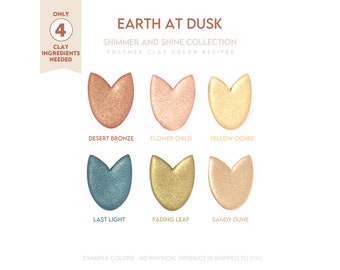 Polymer Clay Color Recipe - Earth at Dusk - Cernit Pearl and Cernit Metallic Clay Color Mixing Guide. Sparkle Clay Recipe
