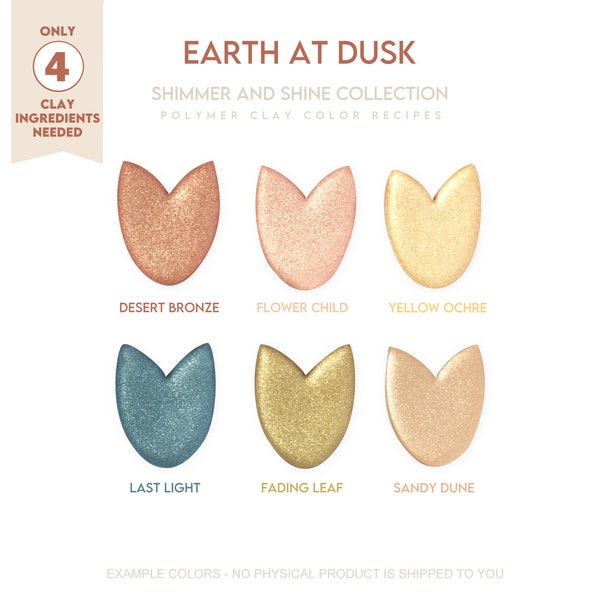 Polymer Clay Color Recipe - Earth at Dusk - Cernit Pearl and Cernit Metallic Clay Color Mixing Guide. Sparkle Clay Recipe