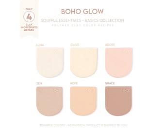 Polymer Clay Color Recipe - Boho Glow Souffle Basics - Sculpey Souffle & Premo Clay Color Mixing Guide. Valentines’s clay, Boho Clay Recipes