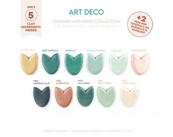 Polymer Clay Color Recipe - Art Deco - Cernit Pearl and Cernit Metallic Art Deco Clay Color Mixing Guide. Sparkle Emerald Clay Color Recipe