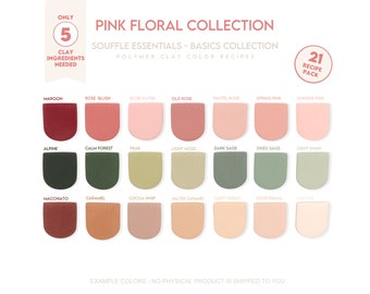 Polymer Clay Color Recipe - Clay Floral Collection spring clay  - Sculpey Souffle & Premo Clay Color Mixing Guide. Floral clay colors