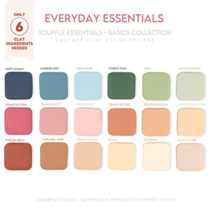 Polymer Clay Color Recipe - Everyday Essentials - Beginners Polymer Clay Color Recipe. Sculpey Souffle & Premo Clay Color Mixing Guide. image 1