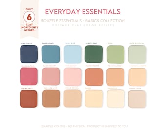 Polymer Clay Color Recipe - Everyday Essentials - Beginners Polymer Clay Color Recipe. Sculpey Souffle & Premo Clay Color Mixing Guide.