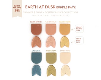 Polymer Clay Color Recipe - Earth at Dusk Bundle Pack-Sculpey Souffle, Premo & Cernit Pearl Color Mixing Guide- earth clay color recipe