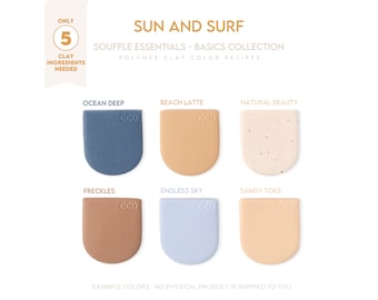 Polymer Clay Color Recipe - Sun and Surf Souffle Basics - Sculpey Souffle & Premo Clay Color Mixing Guide. Color Clay Recipe