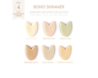 Polymer Clay Farbrezept - Boho Shimmer - Cernit Pearl und Cernit Metallic Clay Farbmischanleitung. Sparkle Clay Rezept