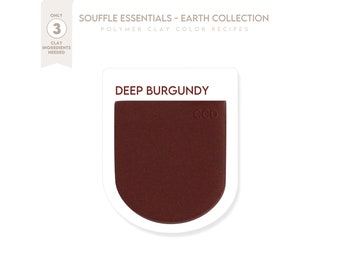 Polymer Clay Color Recipe - Deep Burgundy Color Earth Collection - Sculpey Souffle & Premo Clay Color Mixing Guide. Earth Color Clay Recipe