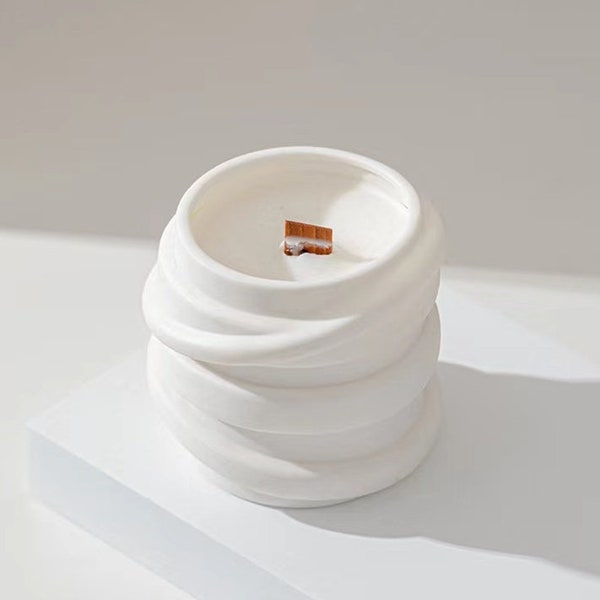 Lrregular geometrische Twirl Gestreepte gevormde Kaars Jar Mold, Cement gips kaars cup Mold voor het maken van Home Geurende Kaars versieren Gift