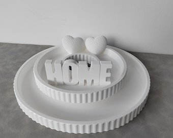Large Stripe Round Tray Mold,Candlestick Mold,Casting Silicone Mold,Cement Concrete Raysin Home Decorative Tray Moulds Epoxy Resin Moulds