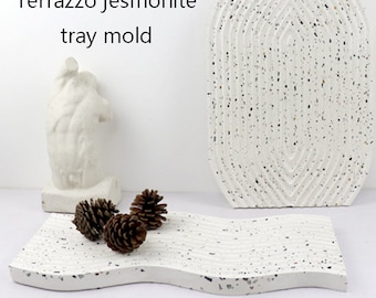 DIY Unique Terrazzo jesmonite ripple tray mold,large concrete gypsum wavy plate crafts,Arch Shape Resin mold for making home kitchen decor