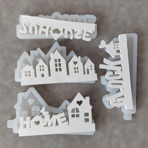 Einschieber Silikonform,Silicone Mold,House slide-in Mould,houses for plug-in Wreath loop strips,Raysin casting molds