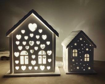 Large Tealight House Silicone Mold,Heart-shaped With Roof Casting,Raysin Mould Star House For Making Tealight Holder