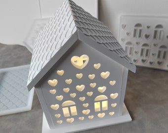 Large Tealight House Silicone Mold,Heart-shaped With Roof Casting,Raysin Mould Star House For Making Tealight Holder