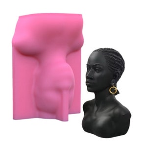 Afro Women Bust Statue Candle Silicone Mould Goddess African Female Figures Candle Mold For Making Beautiful Black Lady Wax Mold Home Decor