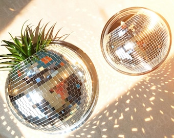 PINEAPPLE Disco Ball Planter 6" Silver,Disco Planter,3d resin wall art,Acrylic Stand,Plant Holder,Funky Vase,HUGE 8 inchInsert Pot Gift