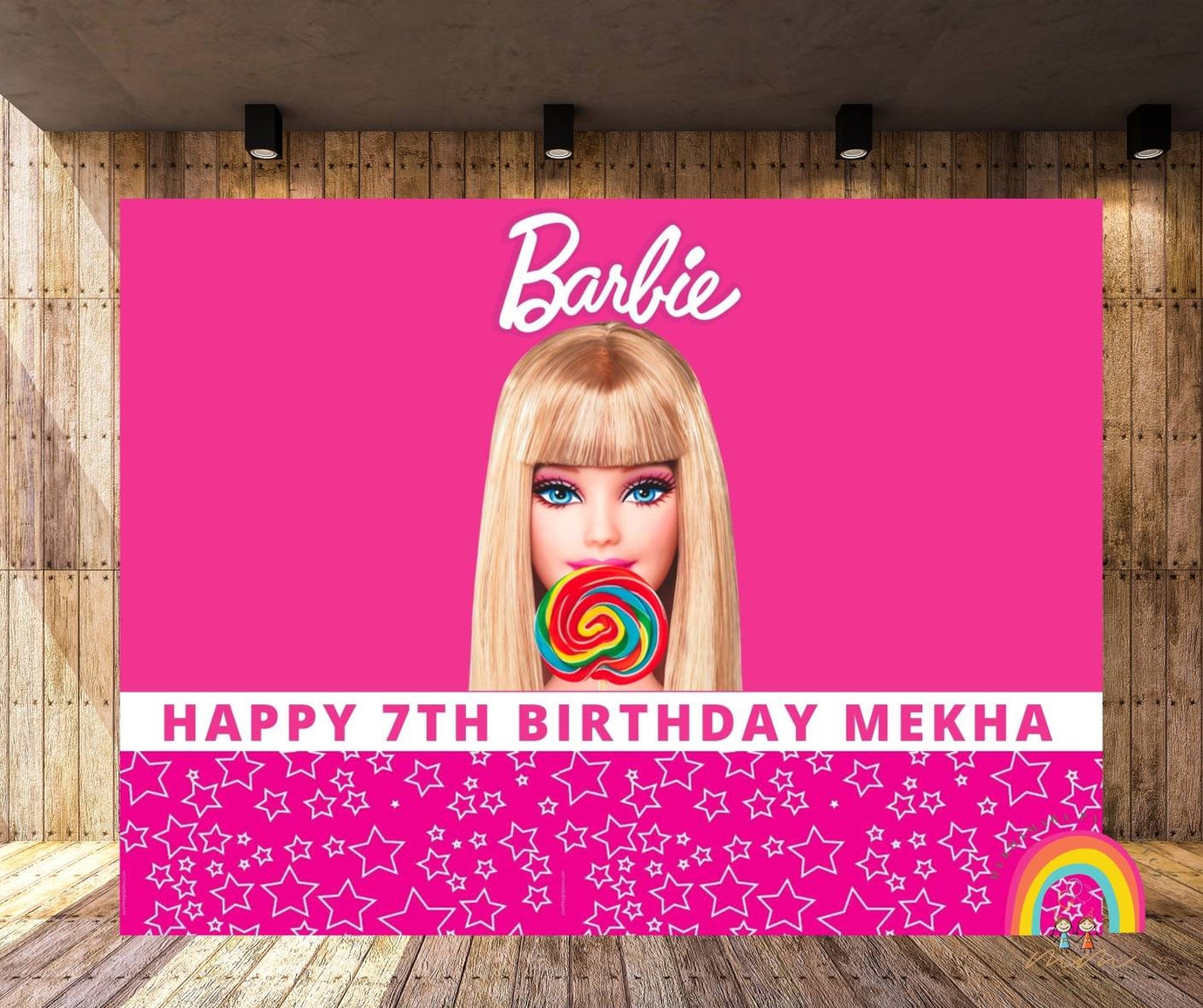 Barbie themed digital backdrop Etsy