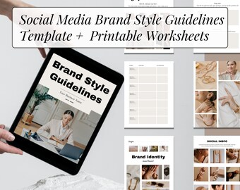 DIY Brand Style Guidelines for Social Media Branding Package Template Minimalist Printable Branding Canva Brand Guide DIY Small Business