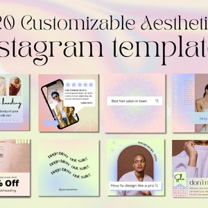 Instagram Templates Gradient Pastel, Minimalist Instagram Template , Instagram Story, Instagram Posts, Customizable Social Media Template