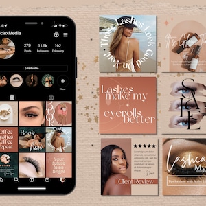 Luxury Lash Artist Social Media Posts | Eyelash Extensions | Lash Tech Instagram Templates| Esthetician Story Posts | Instagram Templates